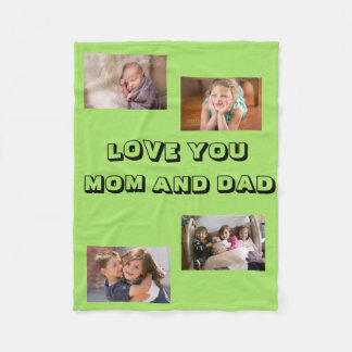 Love Mama Vater 4 Fotos Sans Serif Schriftart Fleecedecke