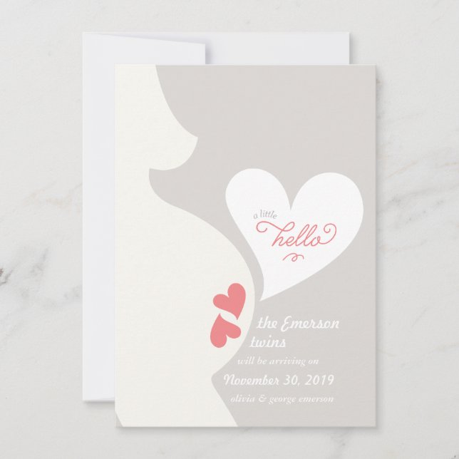 Love Maman's Tummy Twins Pregnancy Faire-part (Devant)