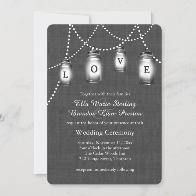 Love Mason Jars Vintage Wedding Invitation (Devant)