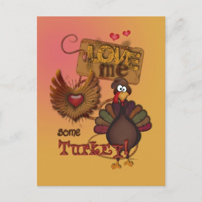 Love Me Une Turquie Carte Postale Thanksgiving (Devant)