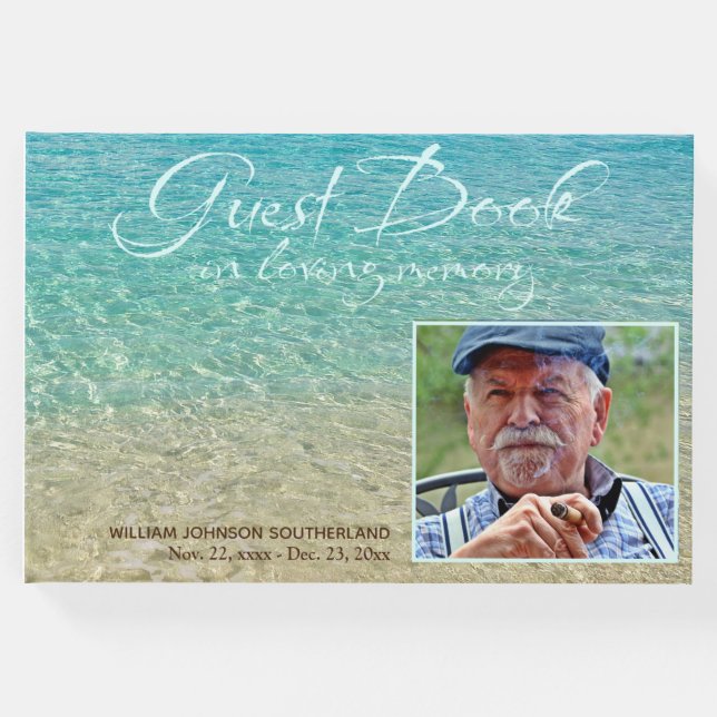 Love Memory Beach Water Shore Beerdigung Foto Gästebuch (Vorderseite)