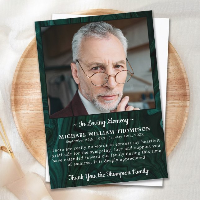 Love Memory Beileid Foto Grüne Marmorbeerdigung Dankeskarte (Von Creator hochgeladen)
