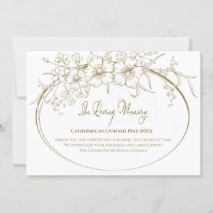 Love Memory Elegant Floral Gold Vielen Dank Einladung