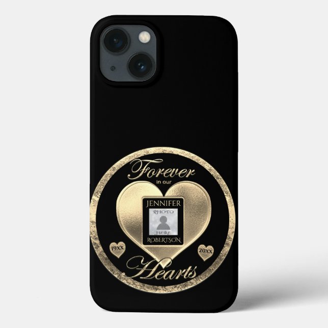 Love Memory Foto Herz Gold Case-Mate iPhone Hülle (Rückseite)