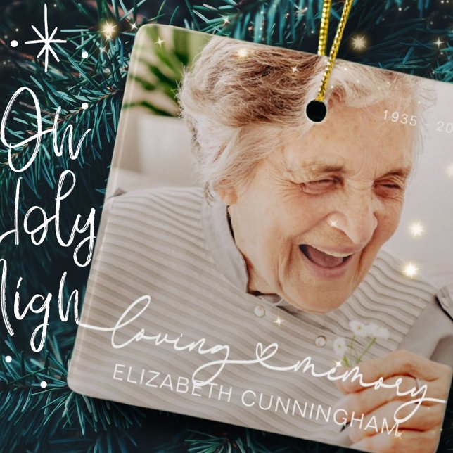 Love Memory Moderne Elegantes Herz Foto Gedenkstät Keramikornament (Von Creator hochgeladen)