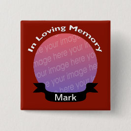 Love Memory Square Foto Button Red