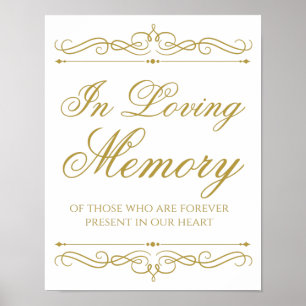 Love Memory Wedding Sign Gold Swirl Kalligraphie Poster
