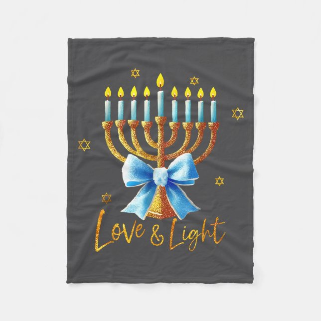 Love Menorah Chanukah Light Hanukkah Blue Coquette Fleecedecke (Vorderseite)