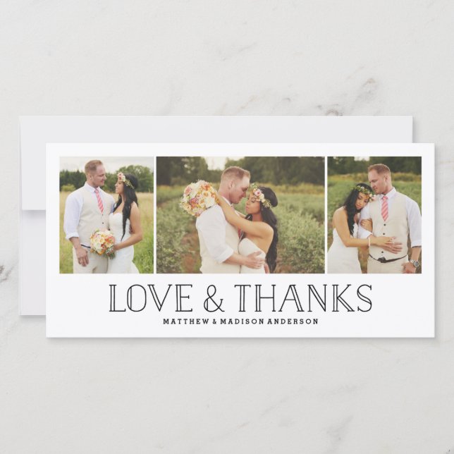 Love & Merci Boho | Carte photo mariage Merci (Devant)