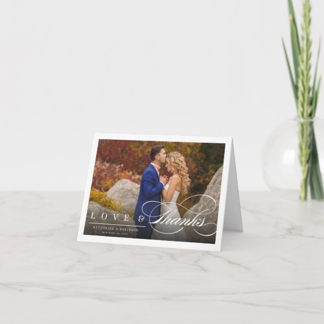 Love & Merci Chic Script Photo Mariage Merci (Devant)