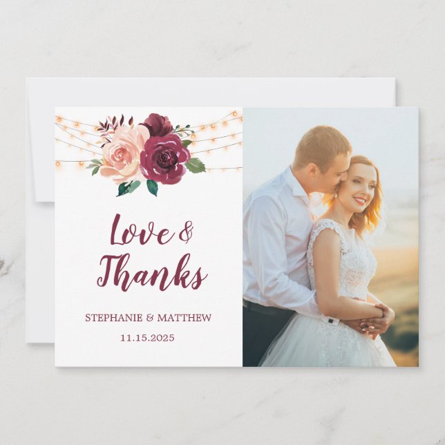 Love & Merci Dusty Rose Burgundy Mariage Photo (Devant)