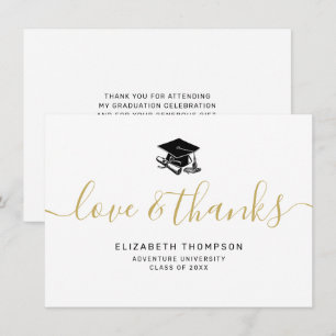 Love Merci Gold Script Black Grad Casquette gradua
