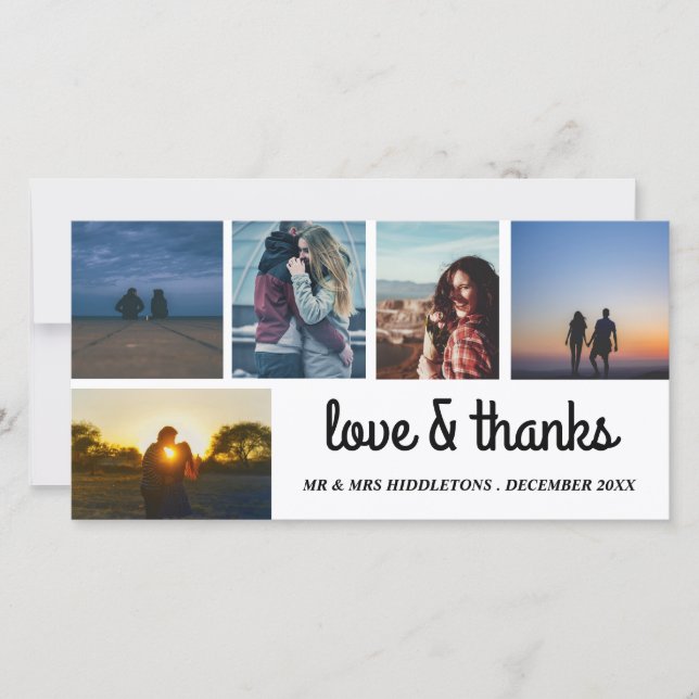 Love & Merci Mariage Script Five Photo Collage (Devant)