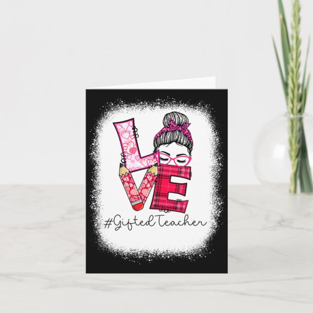 Love Messy Bun Ed Teacher Valentines Day Matching  Karte (Vorderseite)