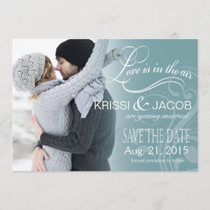 Love Mist Foto Save-the-Date   eisblau Einladung