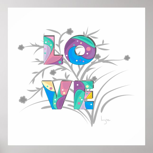 LOVE Modern Cool Typography Poster graphique Impri (Devant)