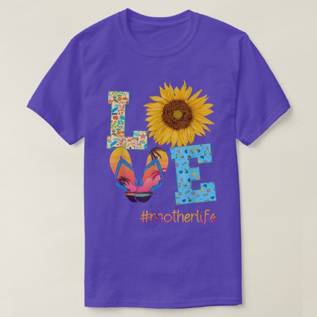 LOVE Mother Life Flip Flops Sunflower Summer Mothe T-Shirt (Design vorne)