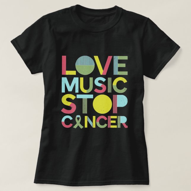 Love Music Stop Cancer St Jude Music  T-Shirt (Design vorne)