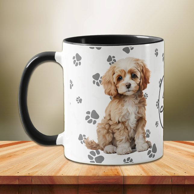 Love My Cavapoo Dog Pawprint Pattern Tasse (Von Creator hochgeladen)
