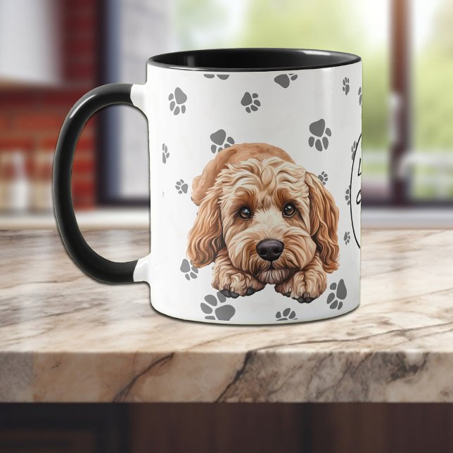 Love My Cockapoo Dog Pawprint Pattern Tasse (Von Creator hochgeladen)