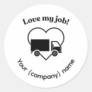 Love My Job Truck Driver Heart Personalizable Runder Aufkleber