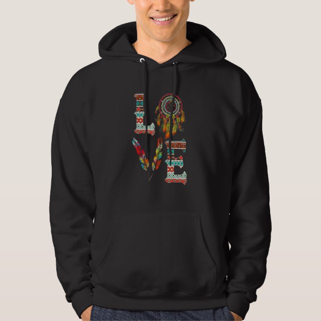 LOVE Native American Indian Headdress With Feather Hoodie (Vorderseite)
