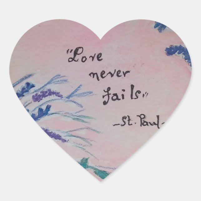 LOVE NEVER FAITH Herz-Aufkleber (Vorderseite)