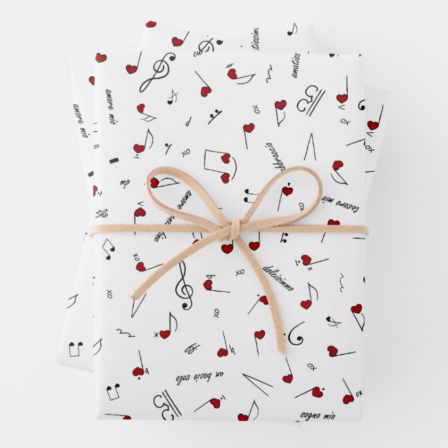 Love Notes Red Heart Music Notation Geschenkpapier Set (Beispiel)
