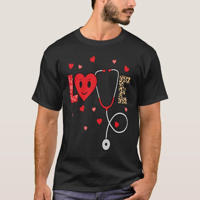 Love Nurse Life Valentines Day Heart Nursing Scrub T-Shirt (Vorderseite)