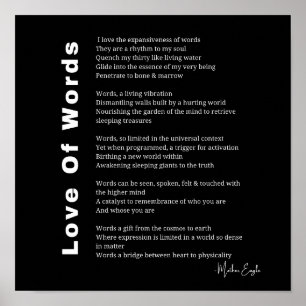 Love Of Words poème poésie mur art poster noir