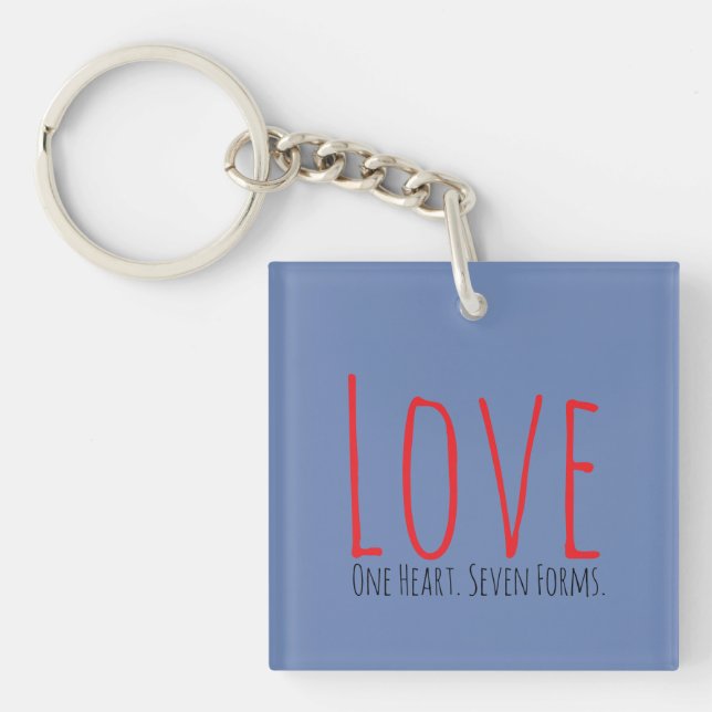 Love - One Heart. Seven Forms Acrylic Keychain (Devant)