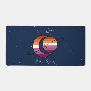 Love Orbit Universum Sonne & Mond Sonnenuntergang  Schreibtischunterlage