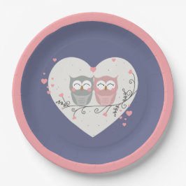 Love Owls Valentines Pappteller