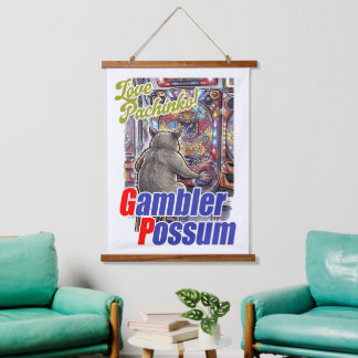 Love Pachinko! Gambler Possum Wandteppich Mit Holzrahmen