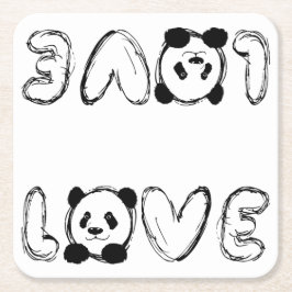 Love Panda Rechteckiger Pappuntersetzer