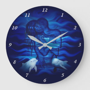 Love, Passion act - pair with Dolphin pair Große Wanduhr