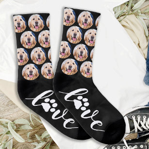 Love Paw Print Pet Photo Dog Socks Socken