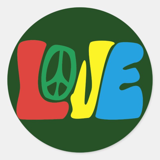 Love Peace Hippie Runder Aufkleber (Vorderseite)
