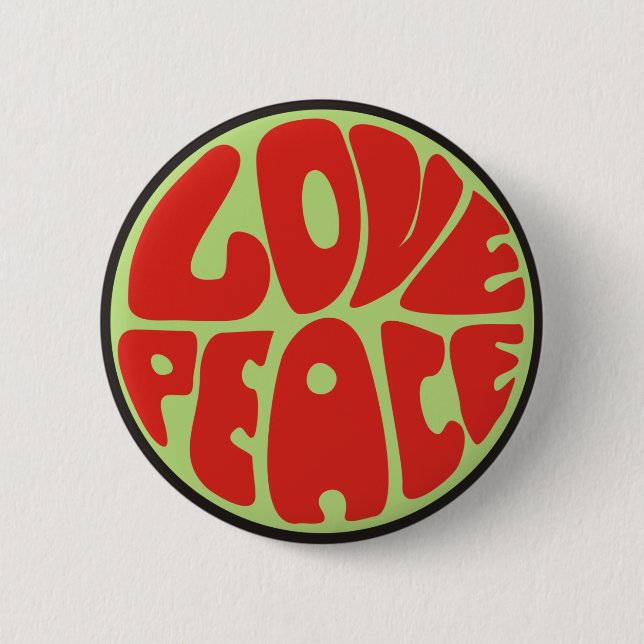 love peace Hippie Spruch Button (Vorderseite)