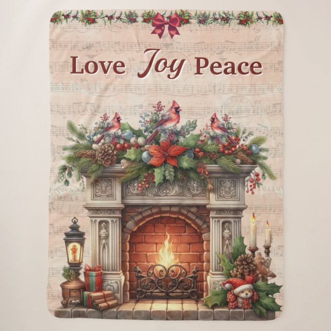 Love, Peace, Joy: Cozy Sherpa Blanket Sherpadecke (Vorderseite)