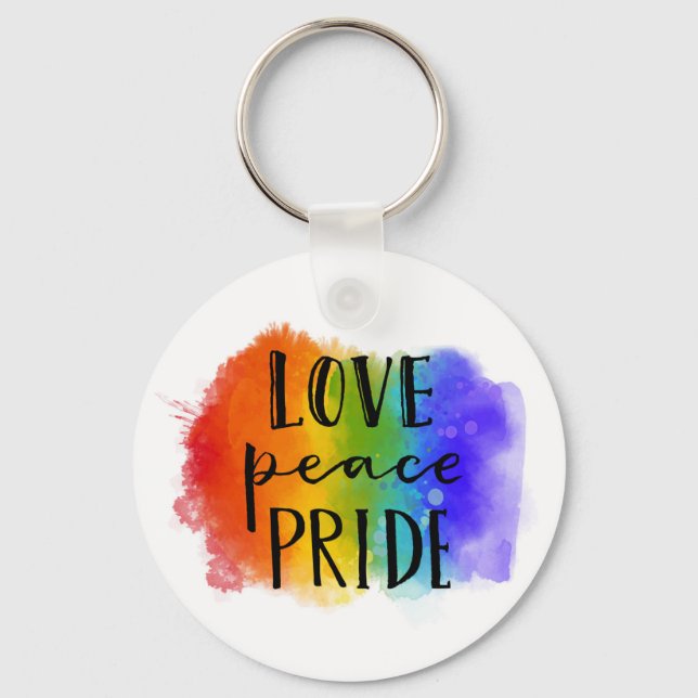 Love Peace Pride Schlüsselanhänger (Vorderseite)