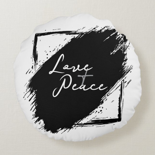 Love & Peace Rundes Kissen (Rückseite)