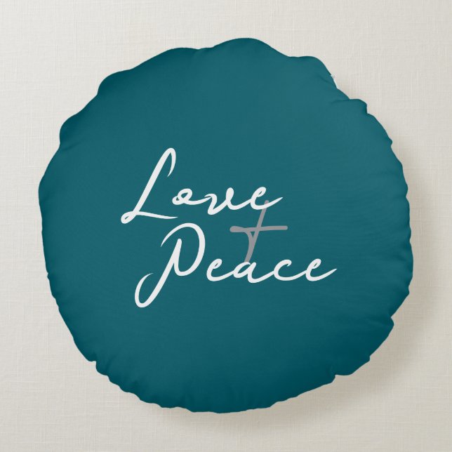 Love & Peace Rundes Kissen (Rückseite)
