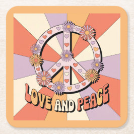  Love Peace Sign Flowers  Rechteckiger Pappuntersetzer