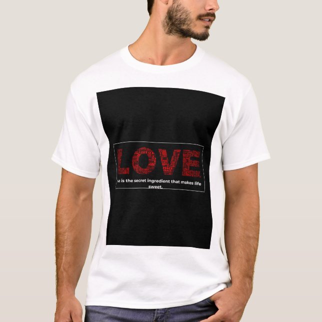 Love & Peace Word Art Sweet Ingrédient T-shirt (Devant)