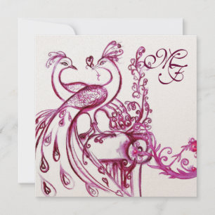 LOVE PFauen MONOGRAMM Rosa Weiße Hochzeits Einladu Einladung