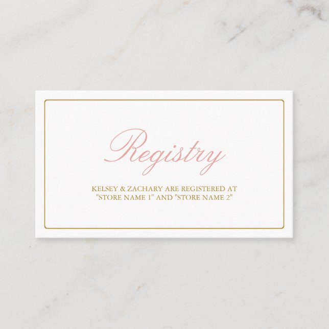 Love Pfeile Registrierungskarten / Blush & Gold Begleitkarte (Vorderseite)