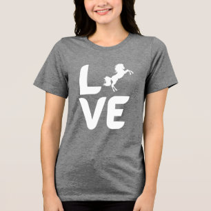 LOVE Pferd sich aufbäumend Damen-Shirt – Kühnes Re Tri-Blend Shirt