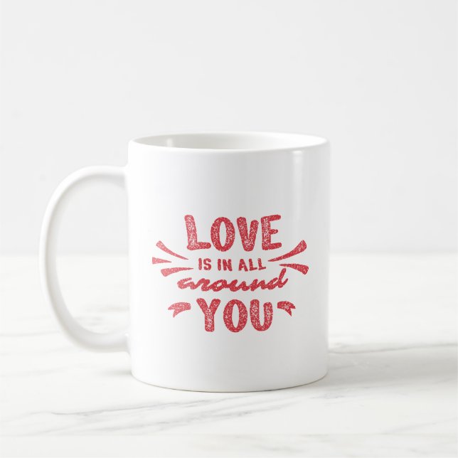 Love Photo Red Stamp Script Lettering Valentines Kaffeetasse (Links)