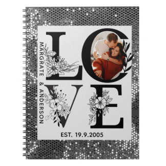 Love photo simple modern personalised gift silver notizblock